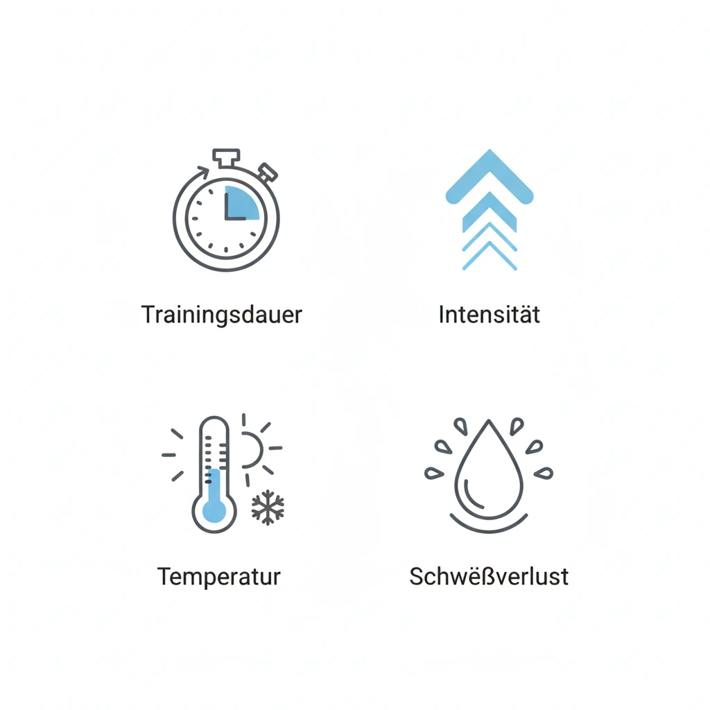 Infografik zeigt Faktoren, die den Wasserbedarf beim Sport beeinflussen