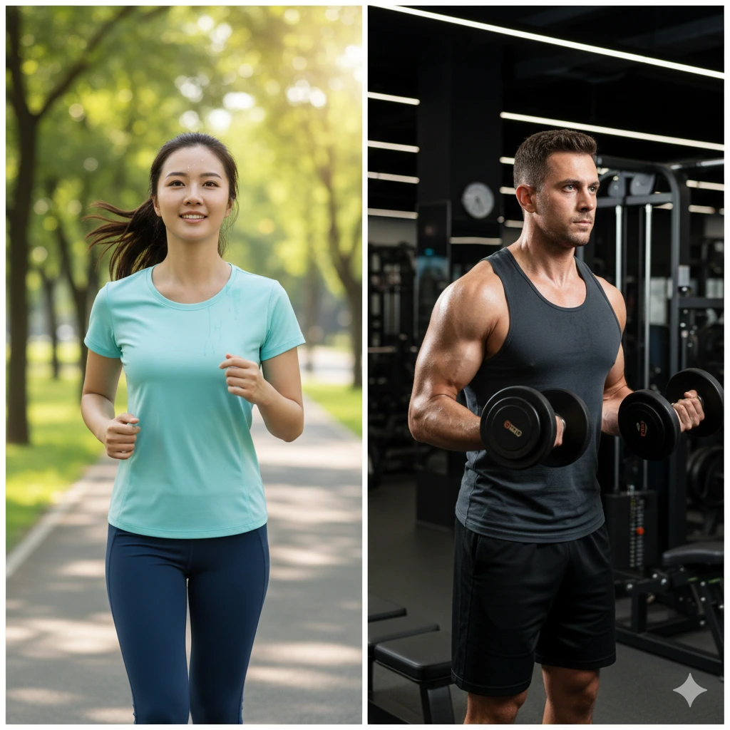 Vergleich zwischen moderatem Sport und intensivem Training mit unterschiedlichem Wasserbedarf